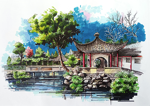 手绘写生类-广东白云学院-罗思琪-园林风景写生系列-1.jpg